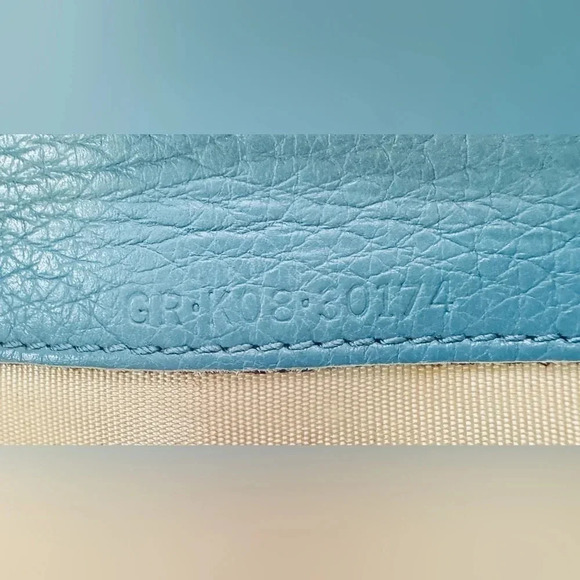 Rare Bvlgari Double Logo Blue Leather Flap Trifold Long Wallet - Picture 7 of 15